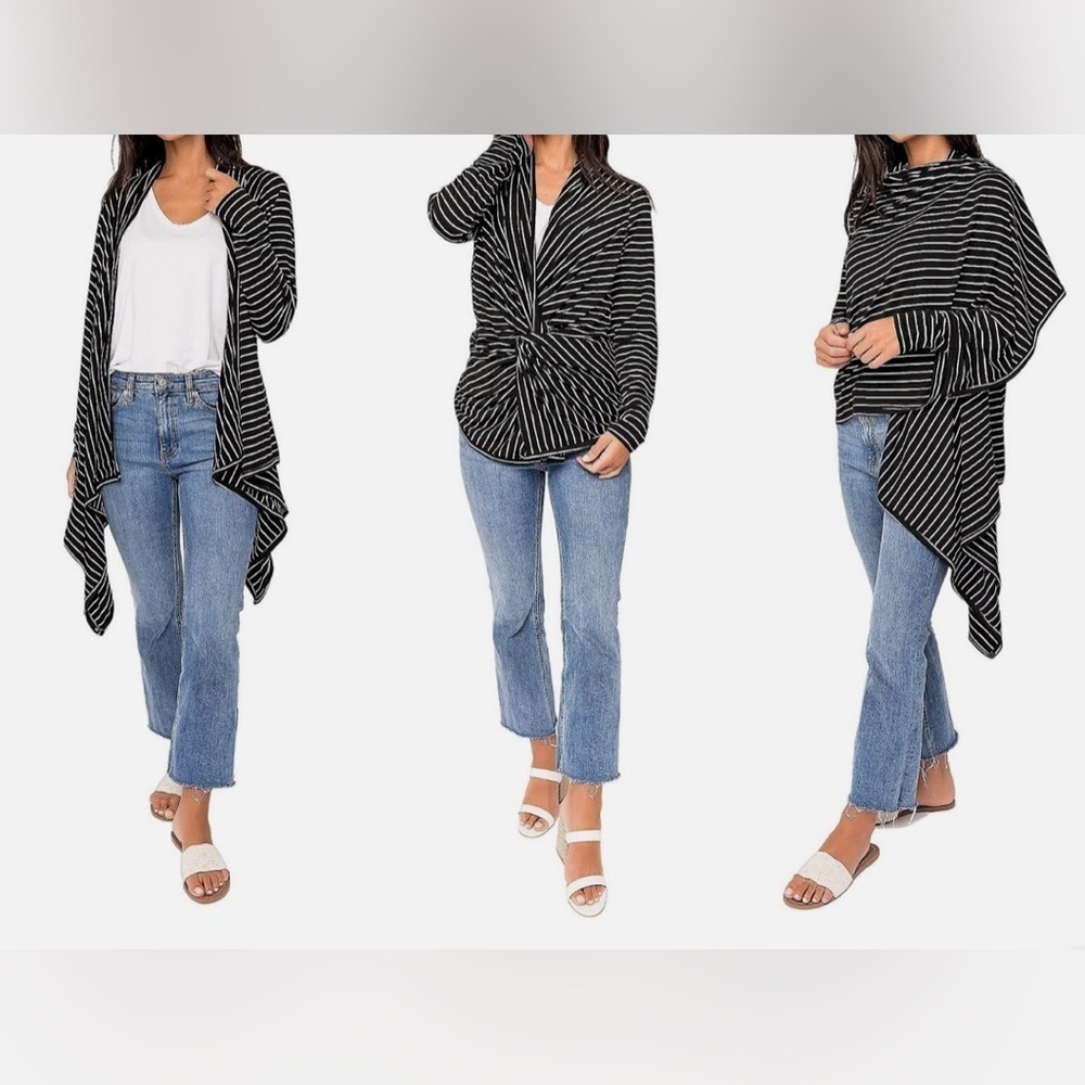 Gibson Look Navigator Convertible Stripe Cardigan